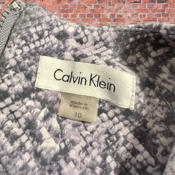 Calvin Klein Gray Python Snake Print Vegan Suede Textured Sleeveless Midi Dress - Picture 4 of 14